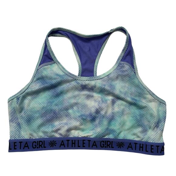 ATHLETA GIRL Kaleidoscope Sports Bra in Blue Purple Size Large 12 Girl Racerback - Picture 1 of 6